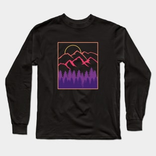 MOUNTAINS HIKING MINIMALIST LANDSCAPE SUNSET Long Sleeve T-Shirt